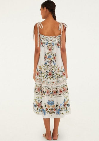 Stitched Garden Off White Long Dress