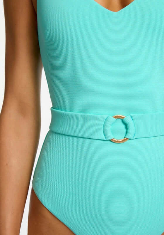 Isla Rib V Neck Belted Swimsuit Dolce