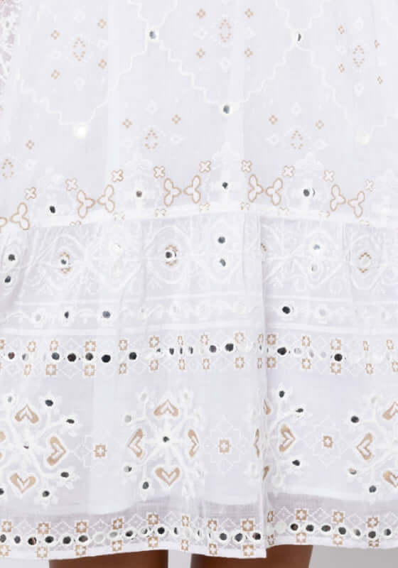 Frill Mosaic Mini Dress White