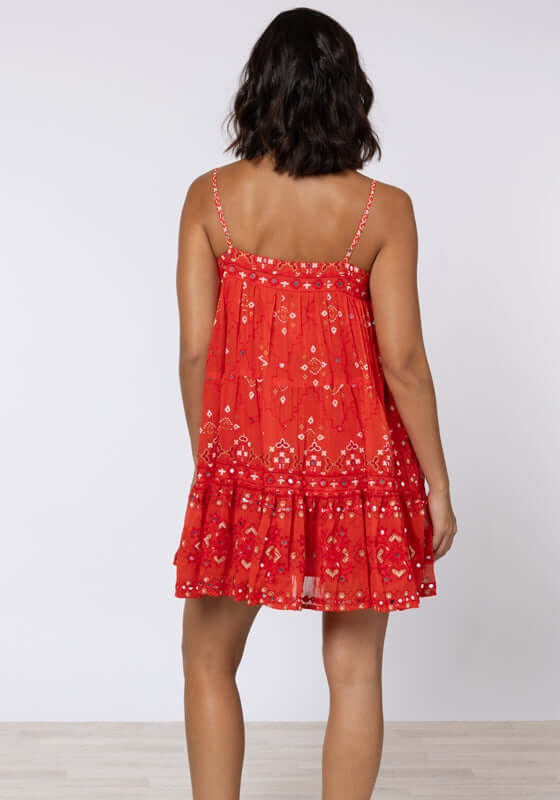 Red Mosaic Mini Dress