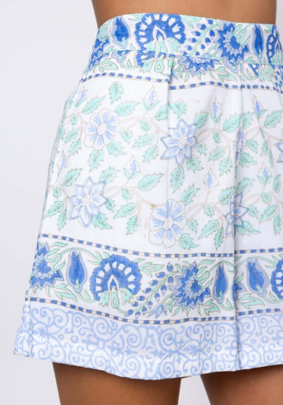Paisley Block Print Shorts Periwinkle