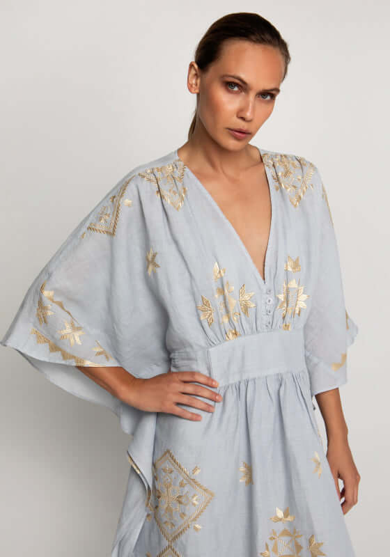 Lefkada Maxi V Neck Kaftan Grey