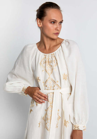 Lefkada Scoop Neck Midi Dress White