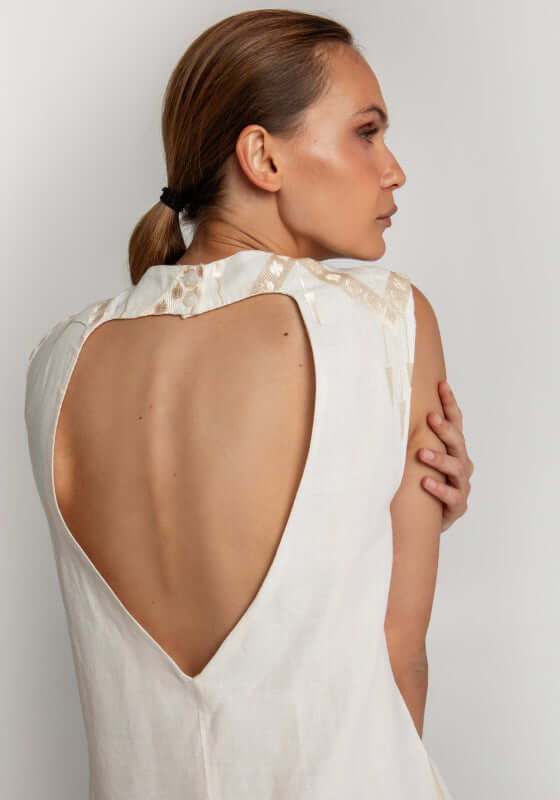 Roots Sleeveless Mini Dress Natural