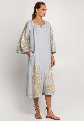 Feather Midi Dress Grey