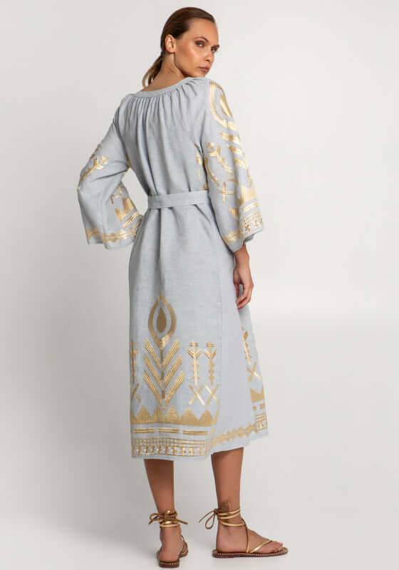 Feather Midi Dress Grey