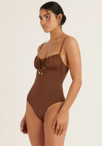 Solstice Ruched Swimsuit Mocha