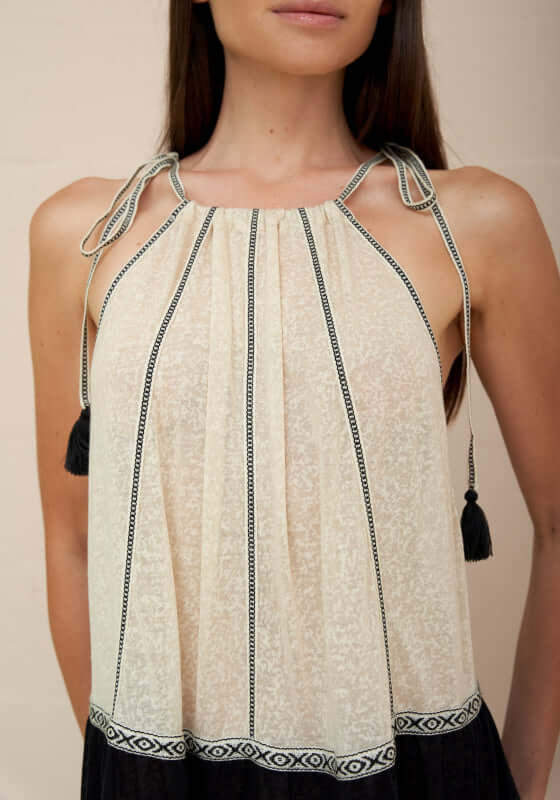 Aegean Tiered Dress Ecru