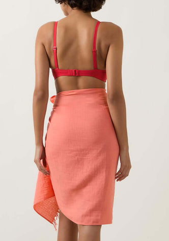 Sunset Frayed Sarong Coral