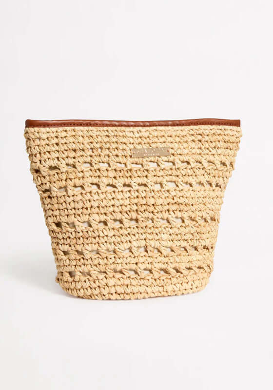Savona Pouch by Seafolly, a raffia pouch with zip opening and Seafolly logo trim, ideal for beach day.