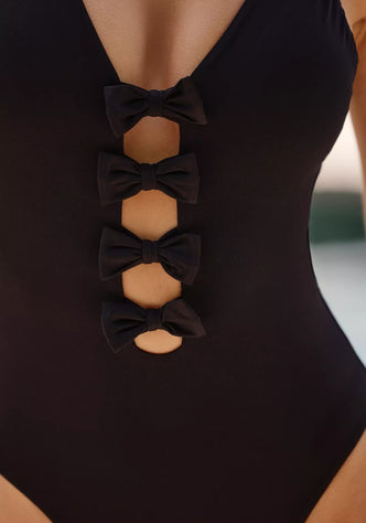 Beau Bow Front Swimsuit Black