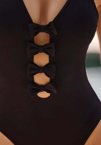 Beau Bow Front Swimsuit Black