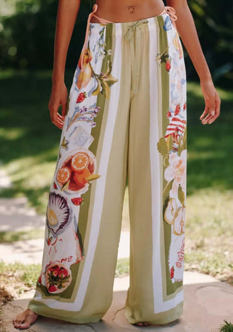 Riviera Coast Beach Trousers by Seafolly, showcasing vibrant beach-themed patterns and a relaxed fit with drawstring waist.