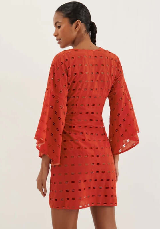 Eyelet Perola Short Cover Up Ruby