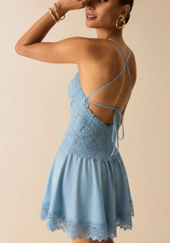 Aveline Short Dress Blue Artic
