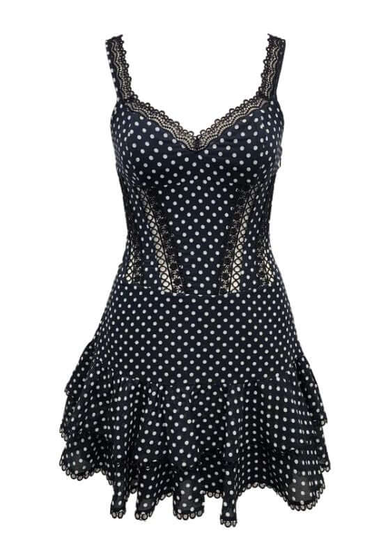 Carmen Short Dress Polkadot Black