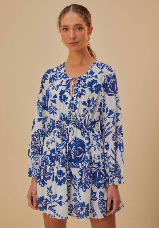 Farm Rio | Flowerful Birds Mini Dress - Beach Cafe Farm Rio | Flowerful Birds Mini Dress - Beach Cafe