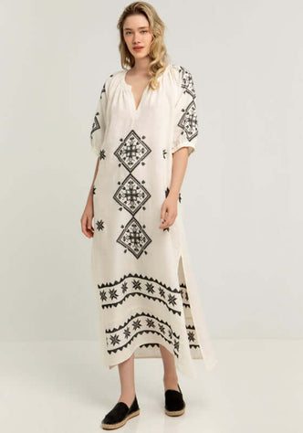 Lefkada Belted Midi Dress Natural