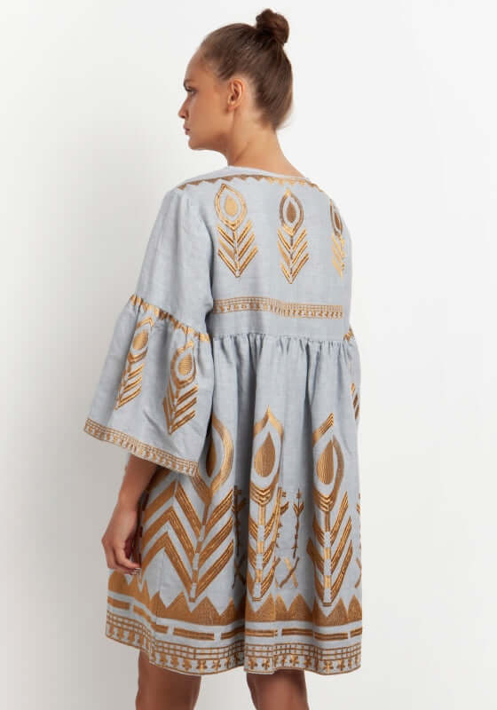 Short Flared Sleeve Dress Copper