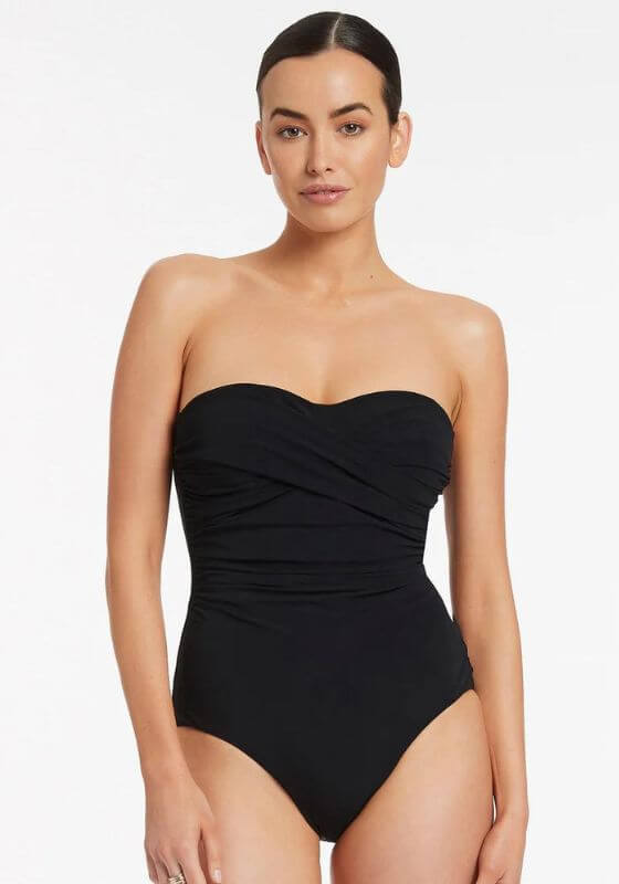 JETs, d-dd twist front bandeau swimsuit black
