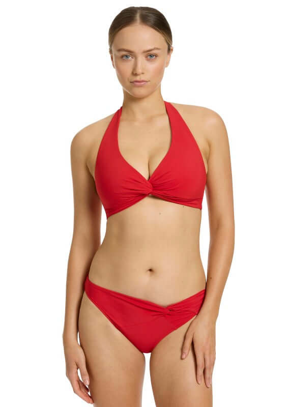 Jetset Twist Front Halter Bikini Top Rosso
