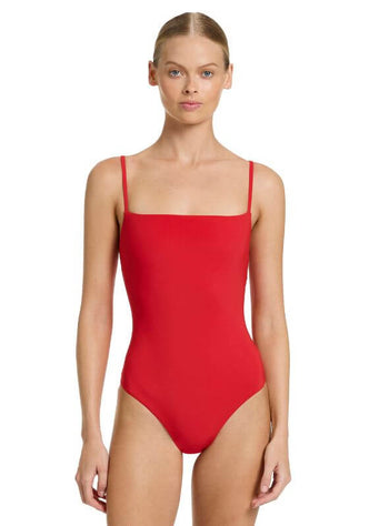 Jetset Tank Swimsuit Rosso by Jets, features a seamless design and smooth square scoop neckline.