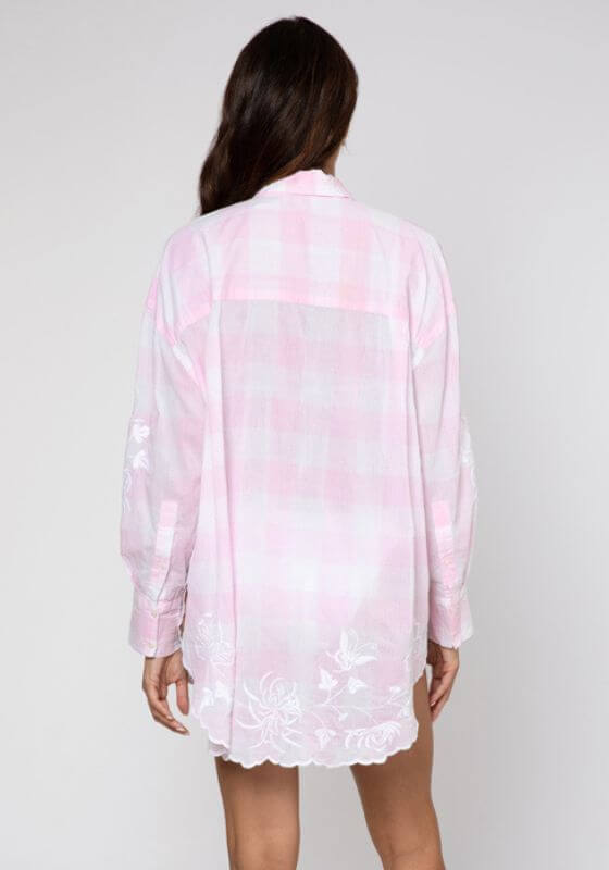 Butterfly Embroidery Shirt Pink