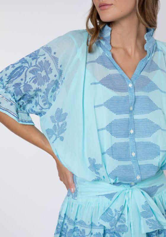 Dhaka Blouson Dress Blue