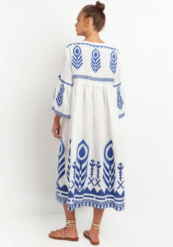 Peacock Midi Kaftan White