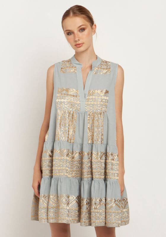 Greek Archaic Kori, Sleeveless Dress Grey