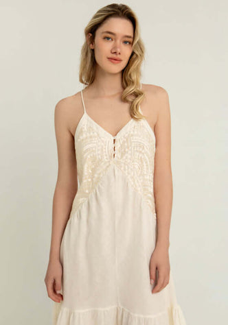 Triangle Strappy Maxi Dress Natural