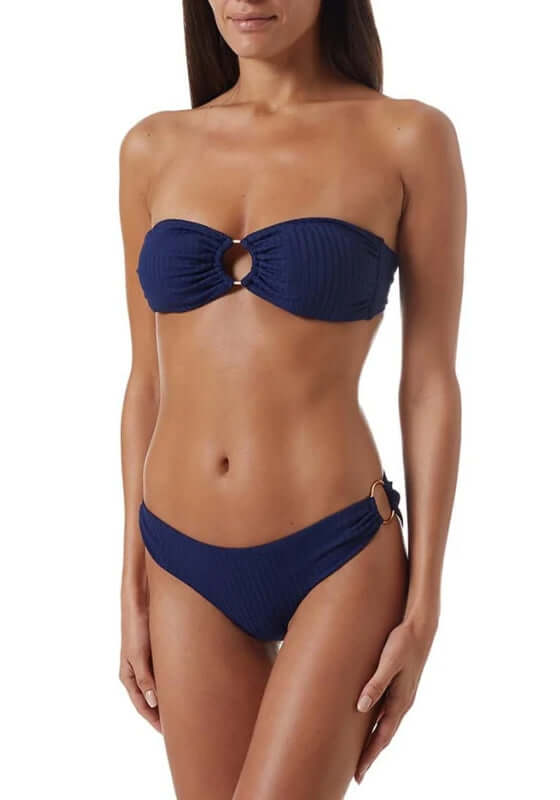 Evita Navy Ribbed Bikini Top