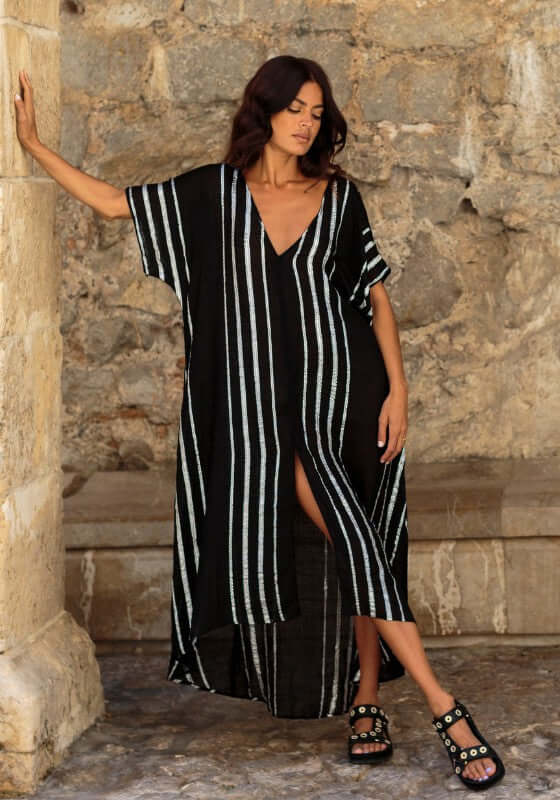 Metallic Striped Kaftan