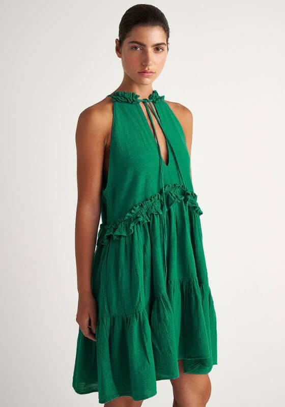 Gauze Sleeveless Tie Dress