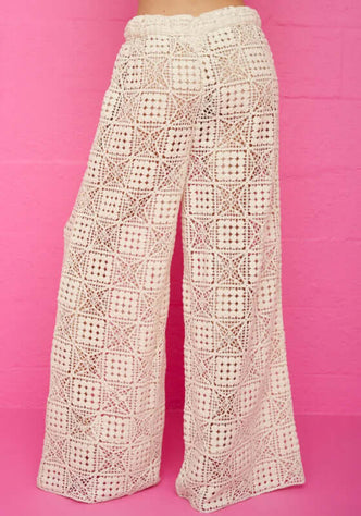 Crochet Beach Trousers Ecru