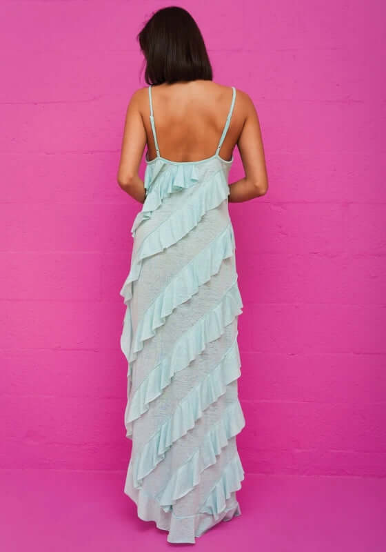 Mermaid Asymmetric Dress Aqua