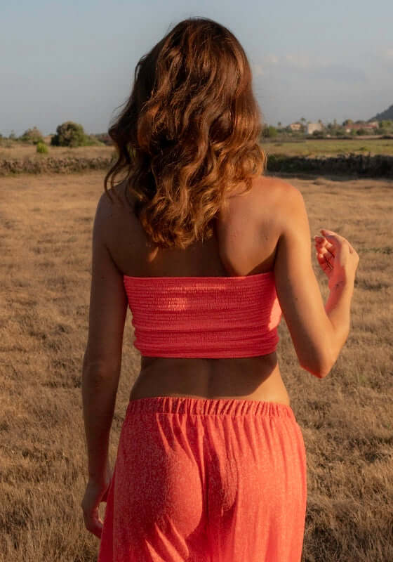 Smocked Bandeau Top Strawberry