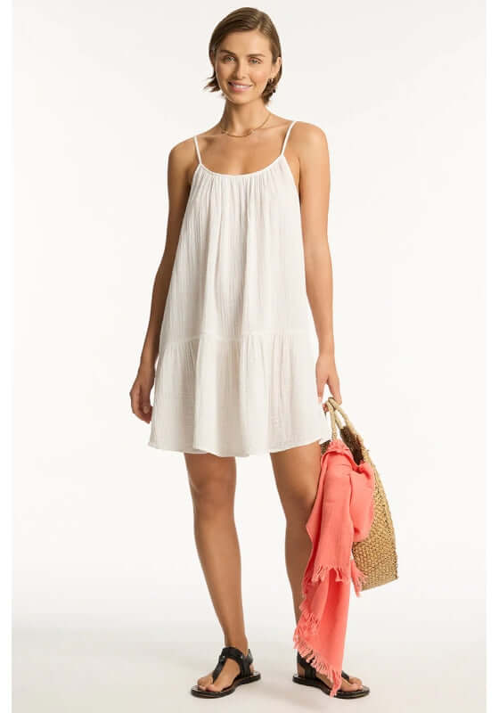 Sunset Short Beach Dress White