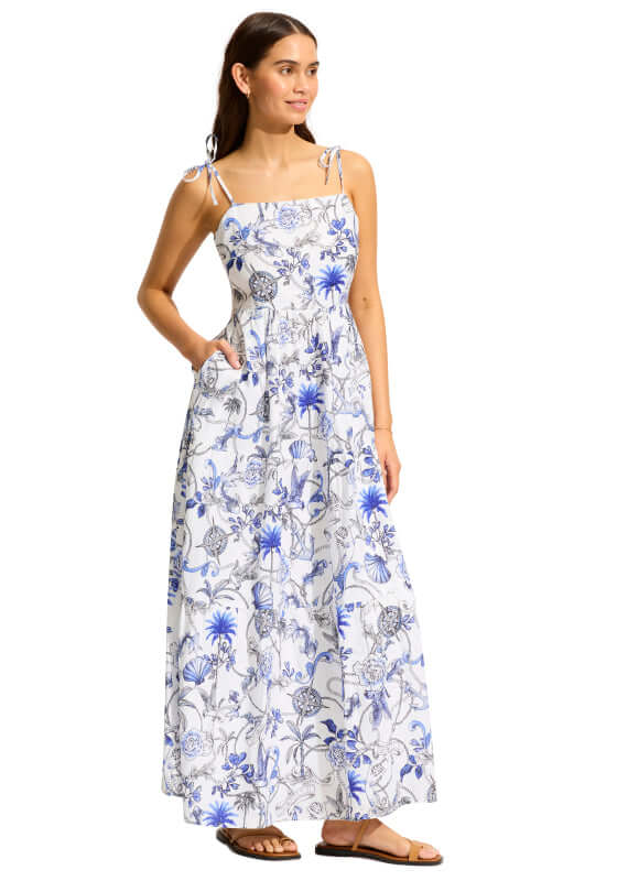 Ahoy Tired Maxi Dress White, Seafolly