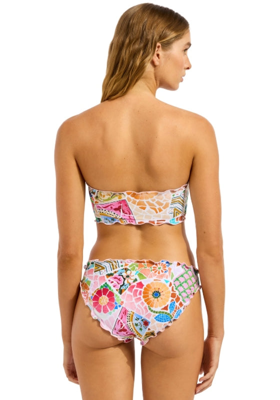 Boheme Hipster Bikini Bottom Parfait Pink by PQ Swim, showcasing a colorful design with floral patterns.