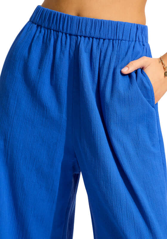Crinkle Beach Trousers Azure