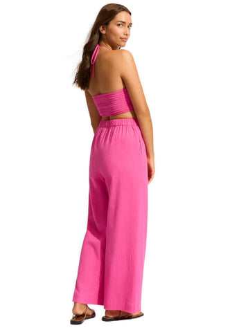 Crinkle Beach Trousers Hot Pink