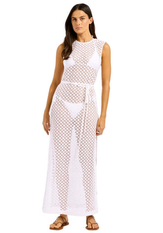 Lace Long Cover Up White