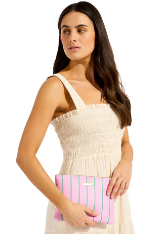 Carriedaway Mosaic Stripe Bikini Bag Parfait Pink