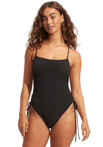 Seafolly Seadive Drawstring Tie Swimsuit Black