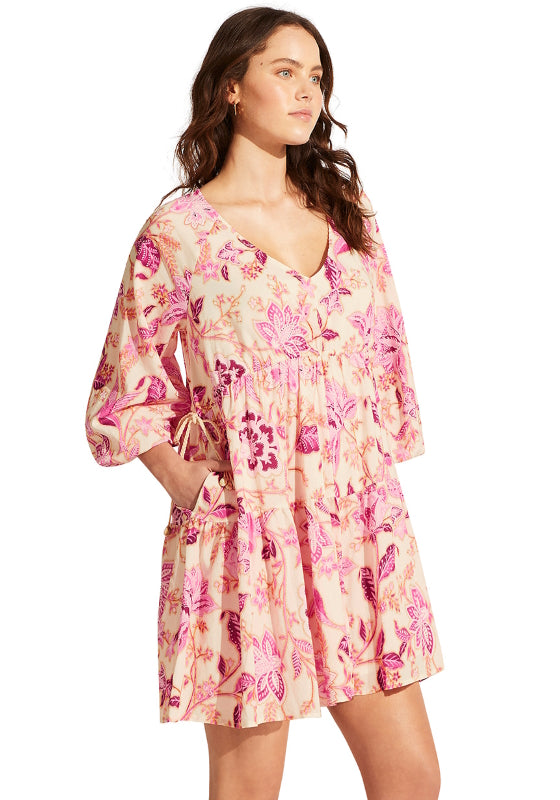 Silk Road Tier Kaftan Pink
