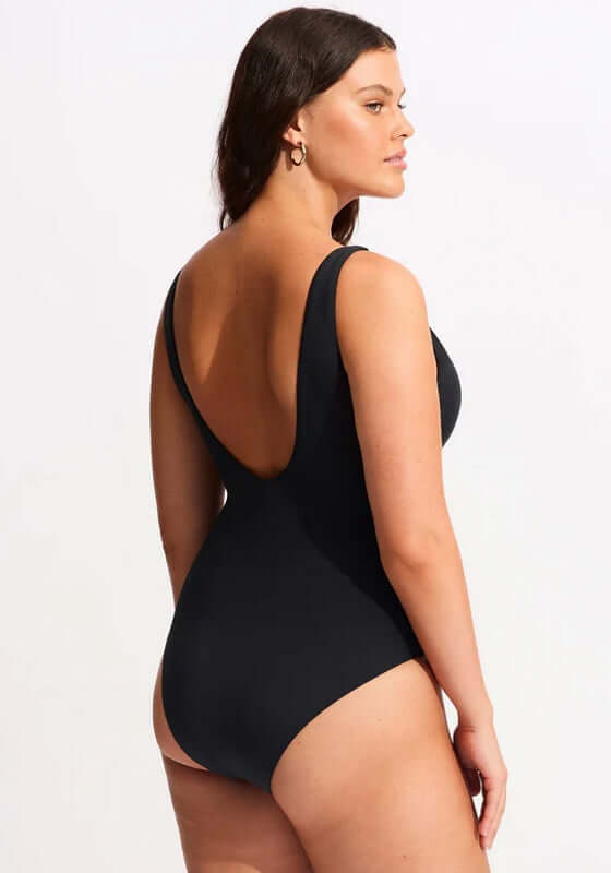 Active V Neck Swimsuit Black