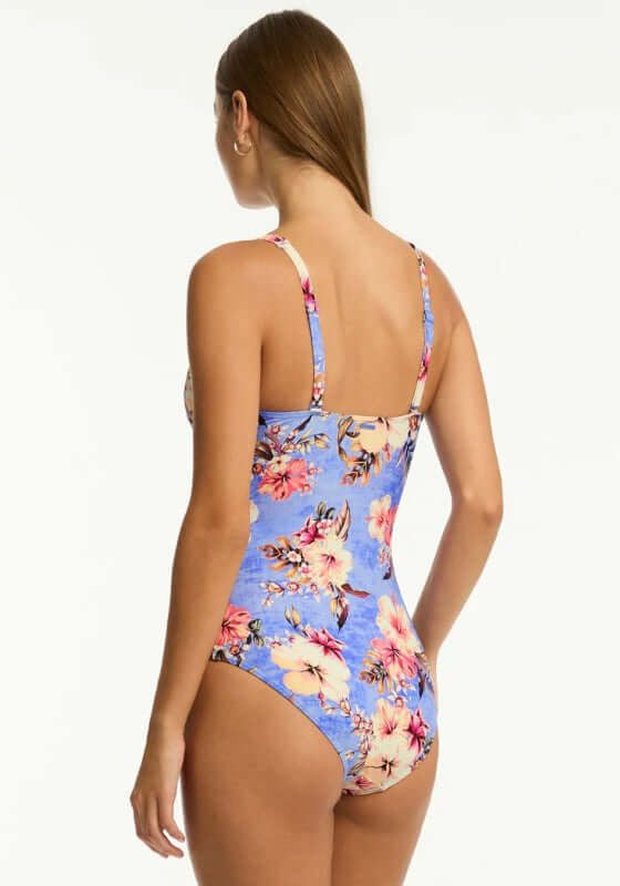 Twist Front Swimsuit Blue Hawaii