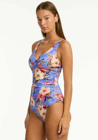 Twist Front Swimsuit Blue Hawaii