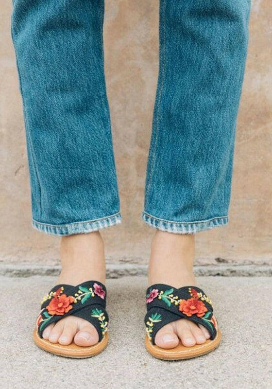 Embellished Floral Sandals